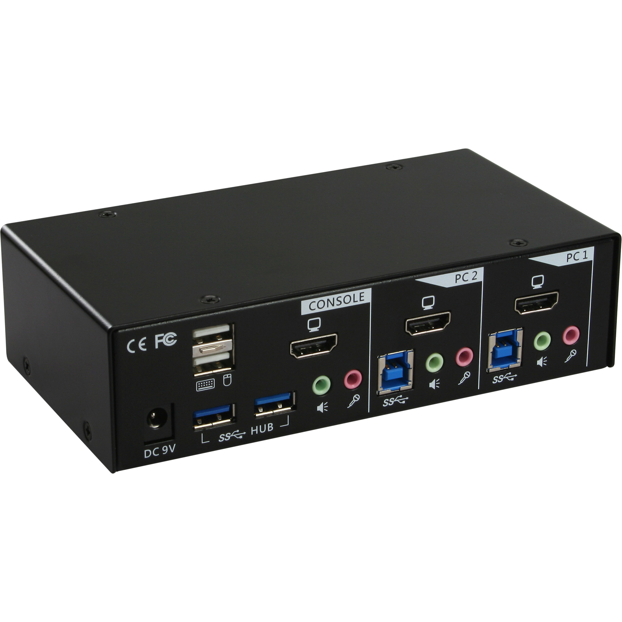 InLine Desktop KVM Switch, 2-port, HDMI, USB 3.0 Hub, with audio – image 2
