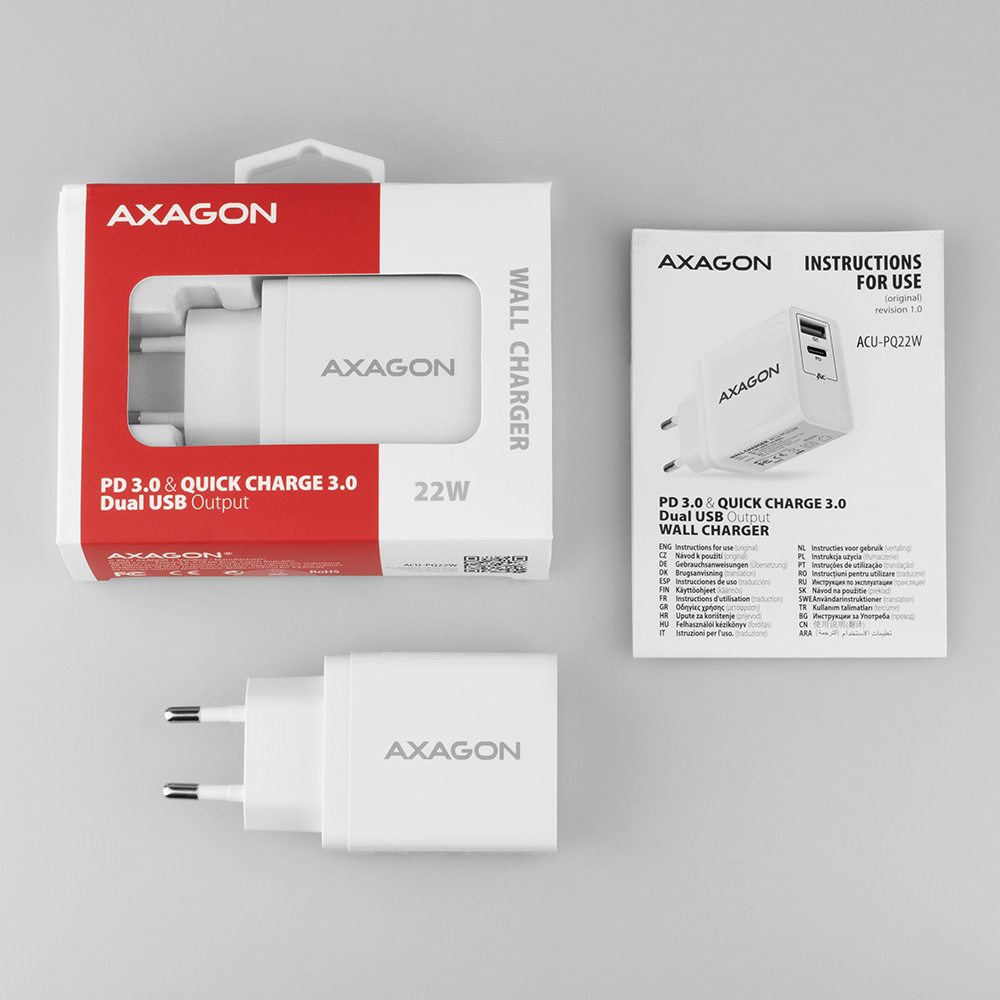 Axagon ACU-PQ22W mobile device charger Smartphone White AC Fast charging Indoor – image 8