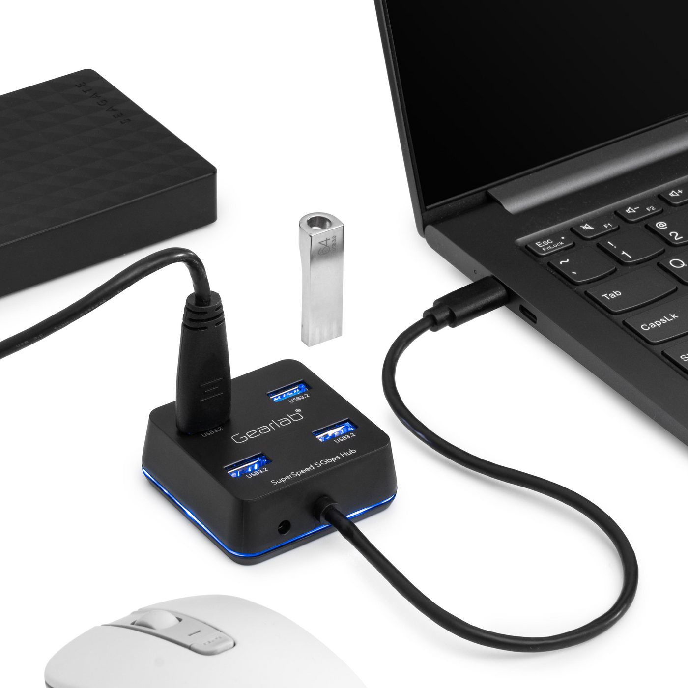 eSTUFF GLB235402 interface hub USB 3.2 Gen 1 (3.1 Gen 1) Type-C 5000 Mbit/s Black – image 3
