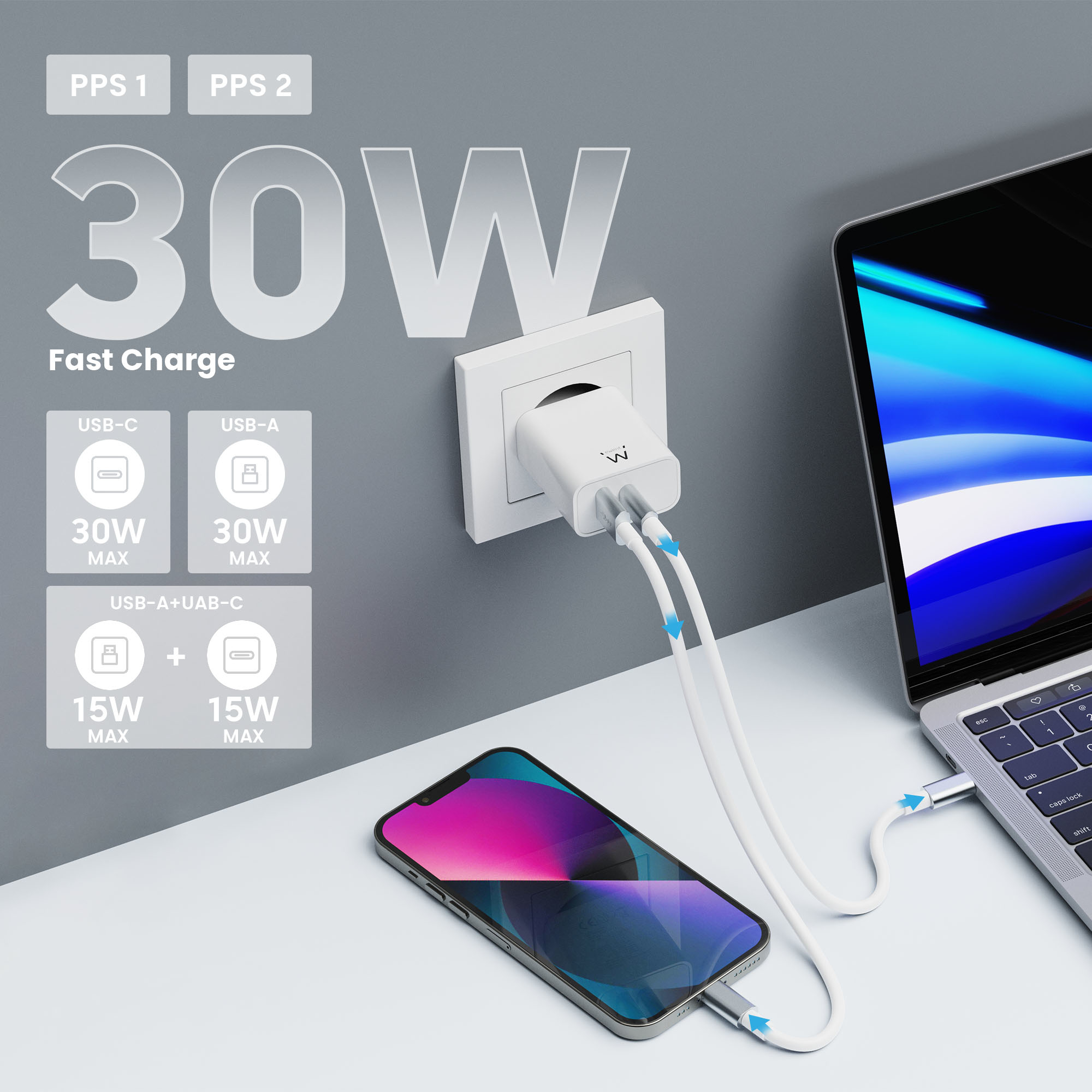 Ewent EW1325_R1 mobile device charger Universal White AC Fast charging Indoor – image 3
