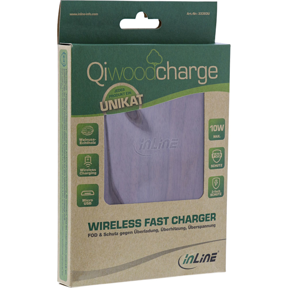 InLine 33393U mobile device charger Universal Walnut USB Wireless charging Indoor – image 8