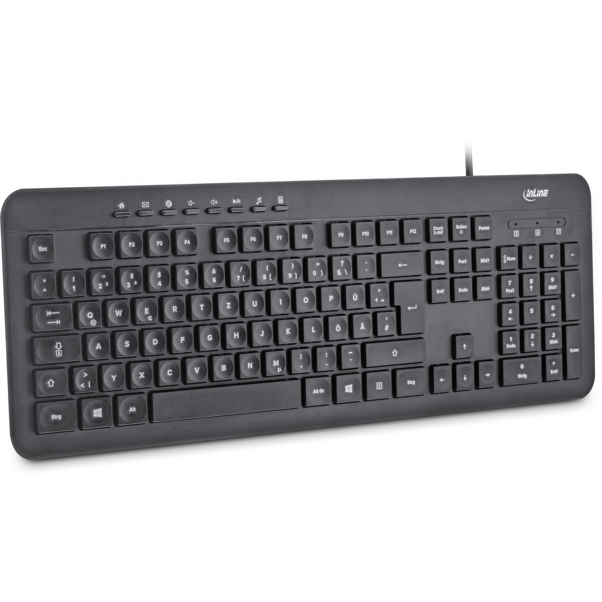 InLine Keyboard with USB cable, German layout, black