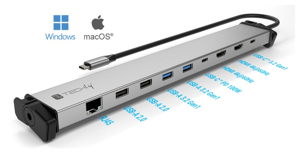 Techly IUSB31C-DOCK9HPD mobile device dock station Universal Silver – image 5