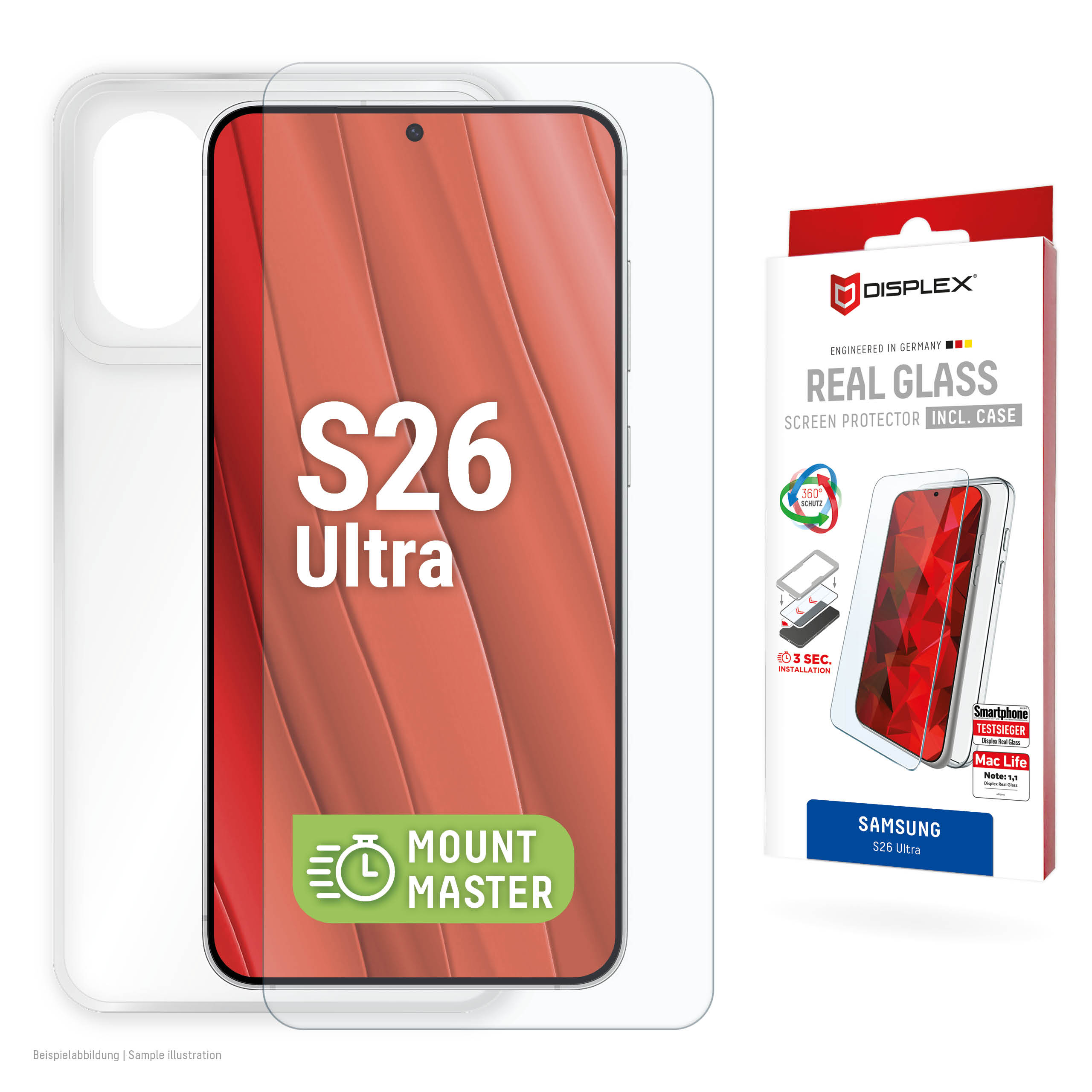 Displex Screen Protector + Case for Samsung S26 Ultra, scratch resistant