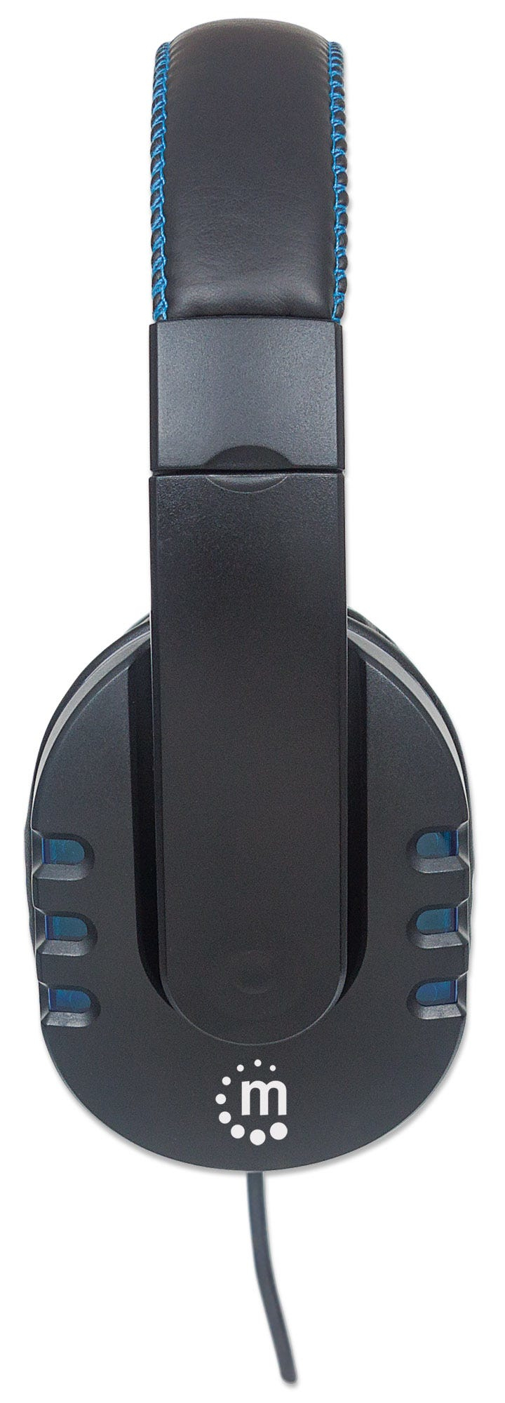 Manhattan USB-A Gaming Headset with LEDs. Retractable Built-in Microphone, Audio Control, Integrated 1.8m cable, Black and Blue, Three Year Warranty – image 4