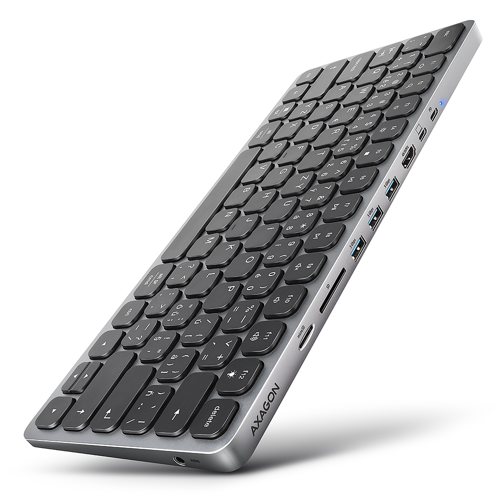 Axagon HMC-KB Wired Aluminium, Black