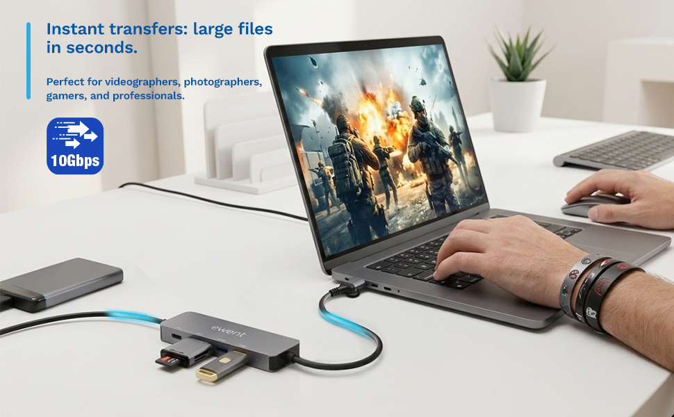 Ewent EW1151 interface hub USB Type-C 10000 Mbit/s Grey – image 9