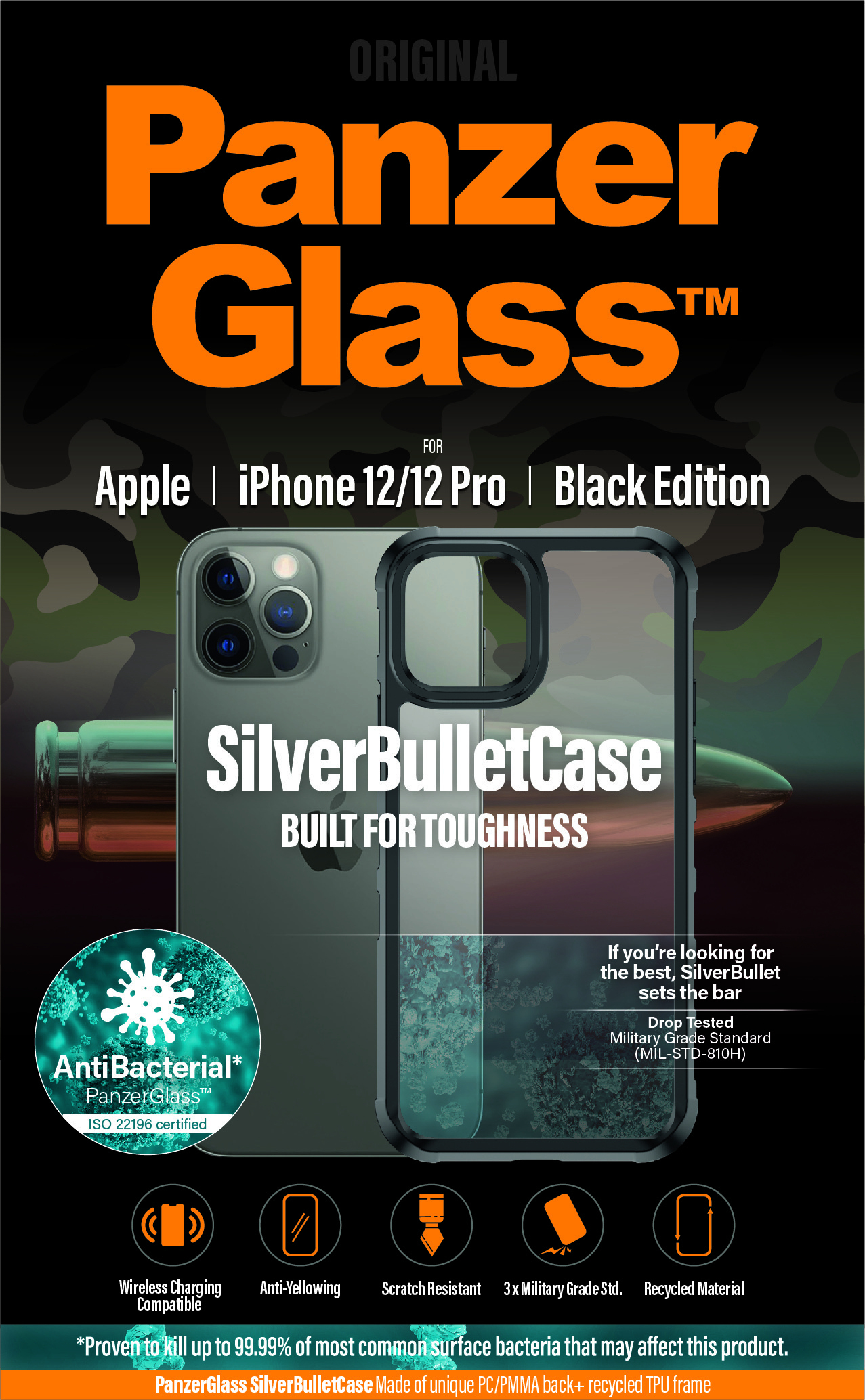 PanzerGlass ® SilverBullet ClearCase iPhone 12 | 12 Pro | Black – image 9
