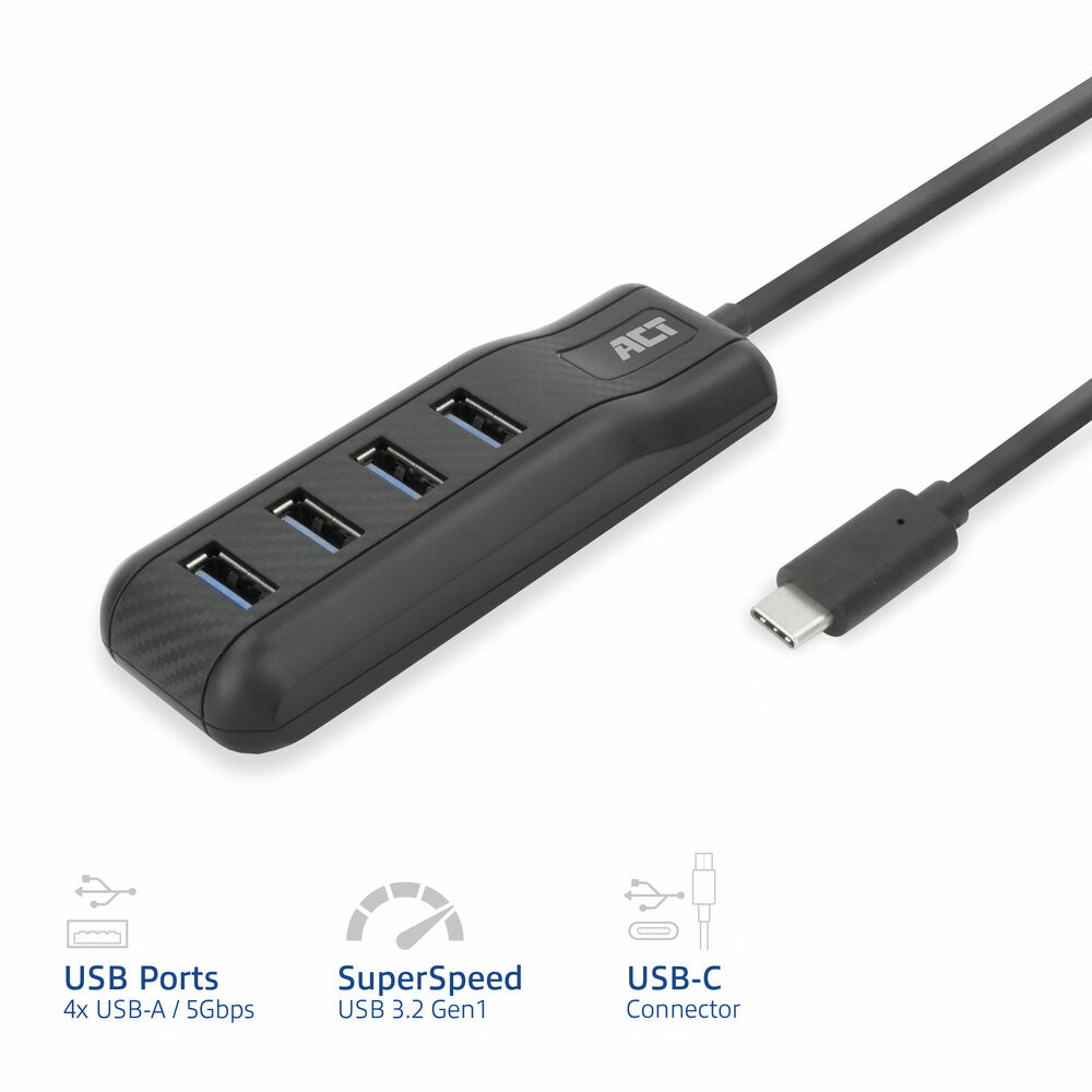 ACT AC6420 interface hub USB 3.2 Gen 1 (3.1 Gen 1) Type-C 5000 Mbit/s Black – image 2