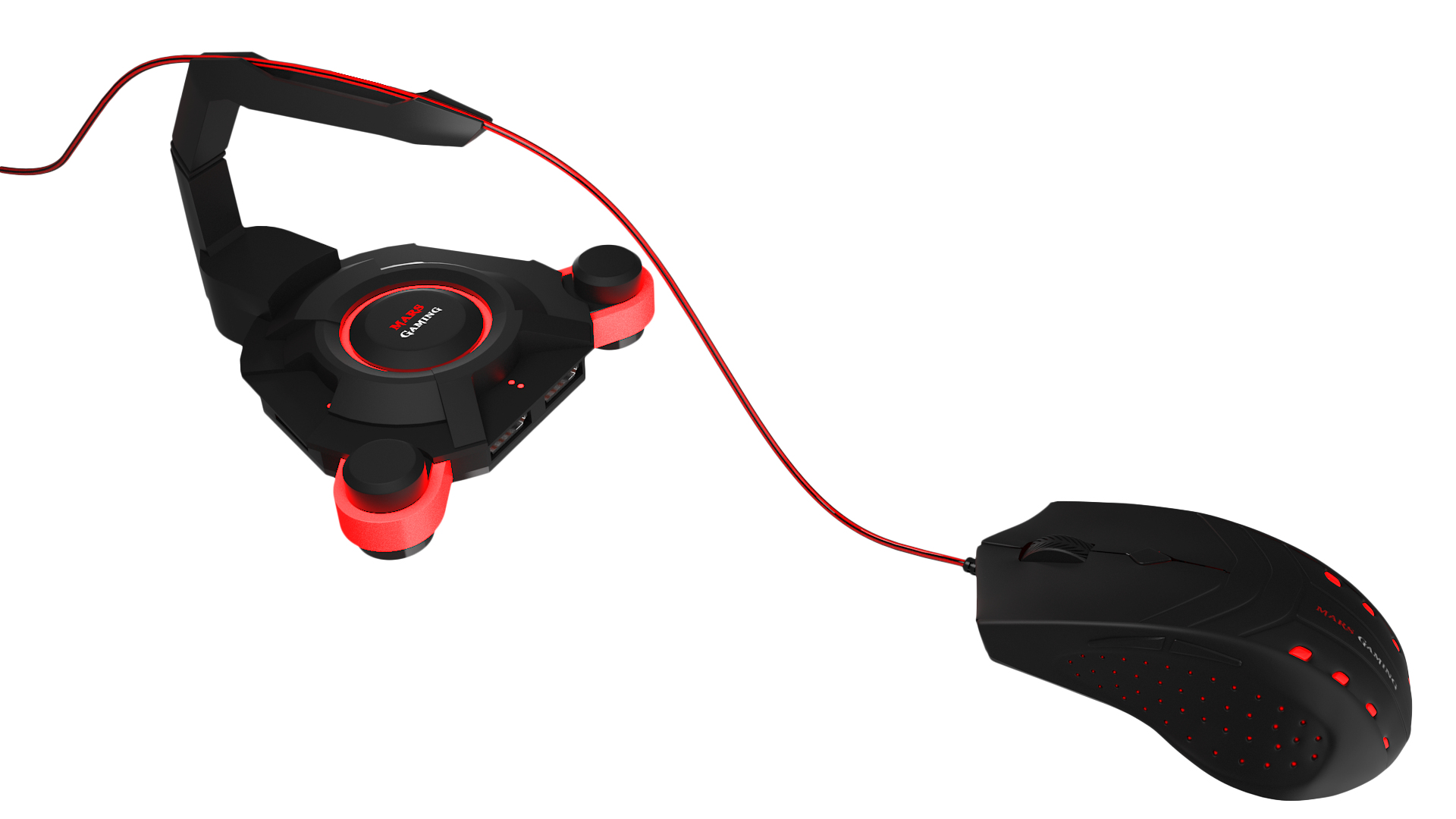 Mars Gaming MMS2 interface hub USB 3.2 Gen 1 (3.1 Gen 1) Type-A 5000 Mbit/s Black, Red – image 5