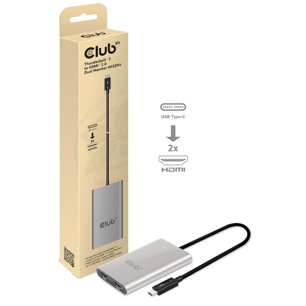 CLUB3D Thunderbolt 3 to Dual HDMI 2.0 Adapter – image 3