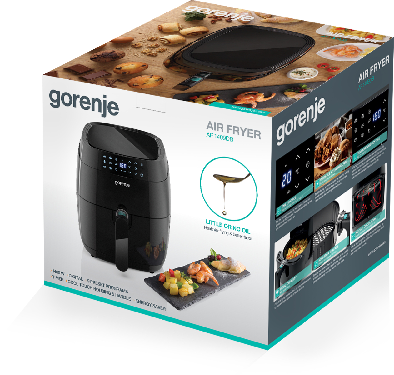 صورة Gorenje AF1409DB مقلاة هوائية 3.2 لتر أسود 1400 واط