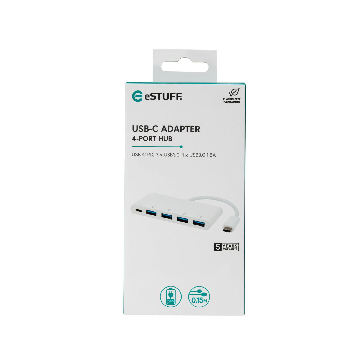 eSTUFF ES623007WH interface hub USB 3.2 Gen 1 (3.1 Gen 1) Type-C 5000 Mbit/s White – image 2