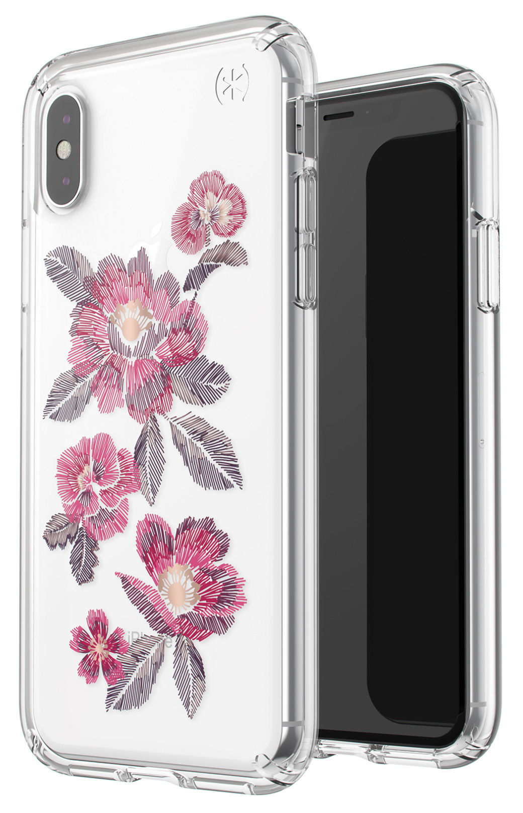 Speck Presidio Clear + Print Apple iPhone X/XS Embroideredfloral Fuchsia/Clear – image 4
