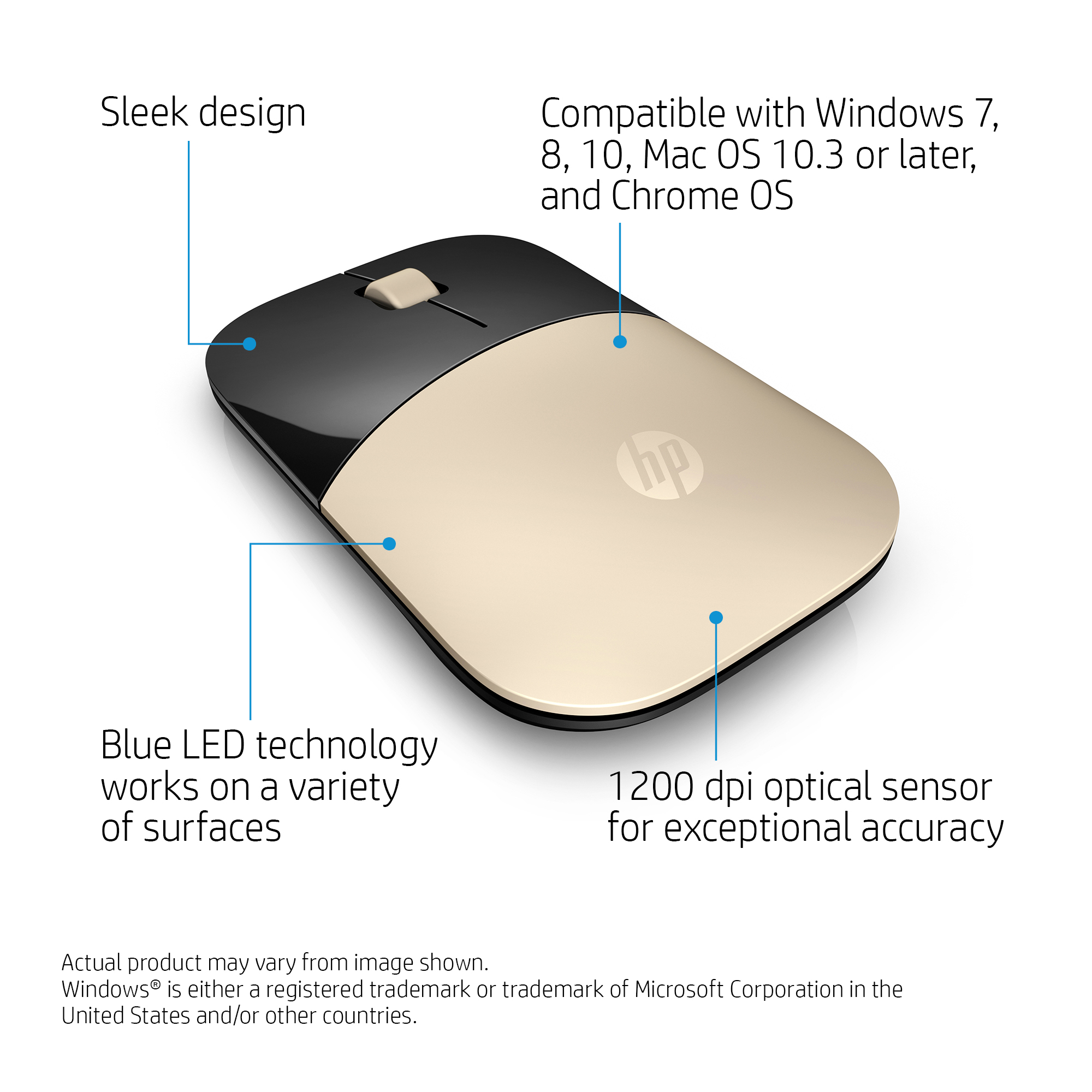 HP Z3700 Gold Wireless Mouse – image 4