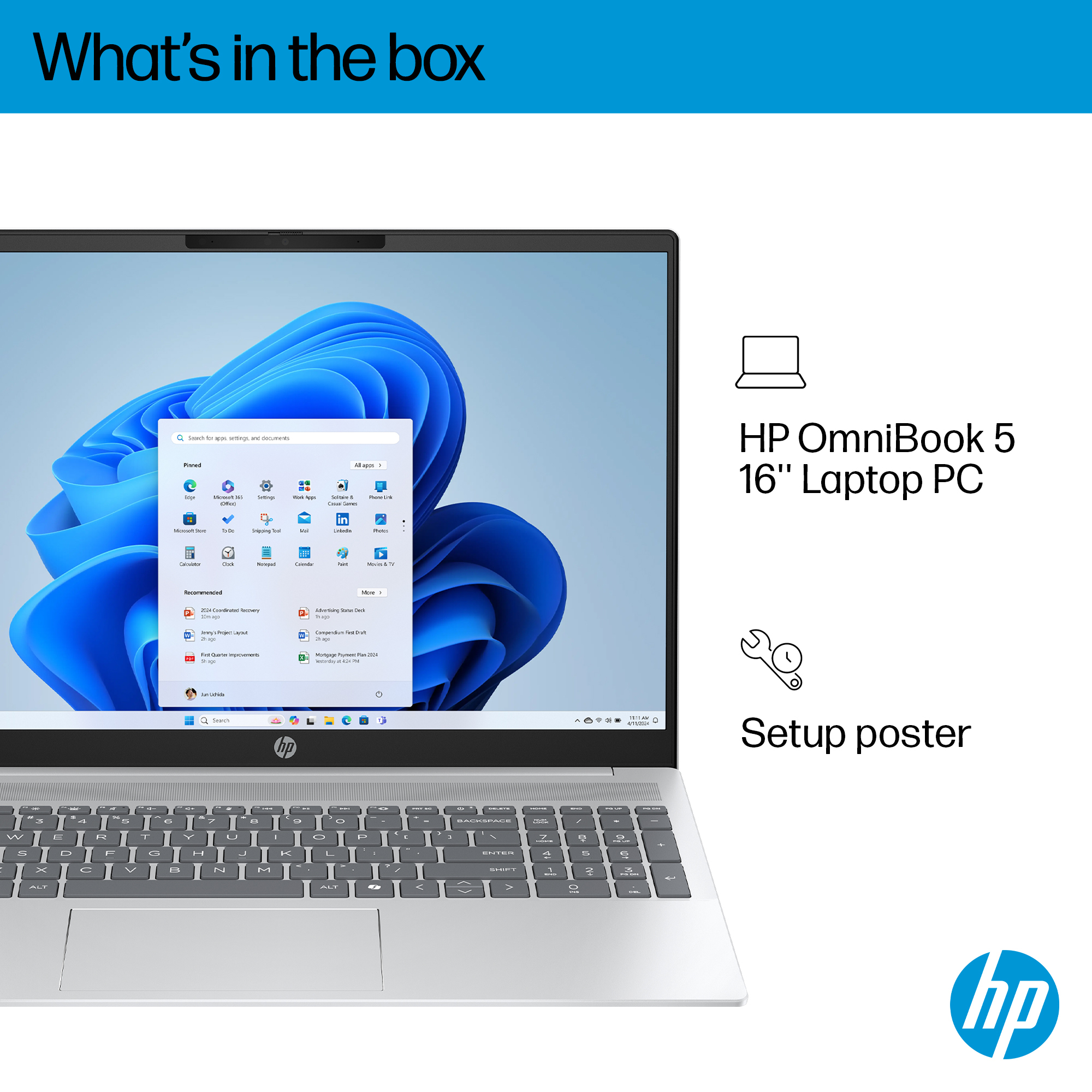 HP OmniBook 5 Laptop 16-bc1007nax AMD Ryzen™ 7 8840U 40.6 cm (16″) 2K 16 GB LPDDR5-SDRAM 1 TB SSD Wi-Fi 6 (802.11ax) Windows 11 Home AI PC Silver image 6