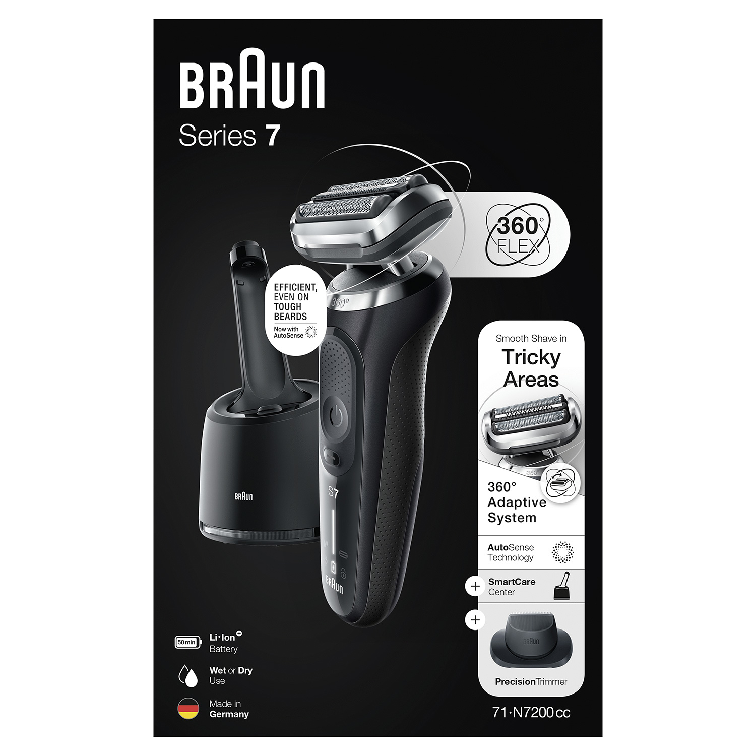 Braun Series 7 71-N7200cc Foil shaver Trimmer Black – image 8
