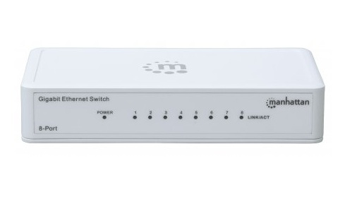 Manhattan 8-Port Gigabit Ethernet Switch, Desktop Size, Plastic, IEEE 802.3az (Energy Efficient Ethernet), Three Year Warranty, Box – image 1