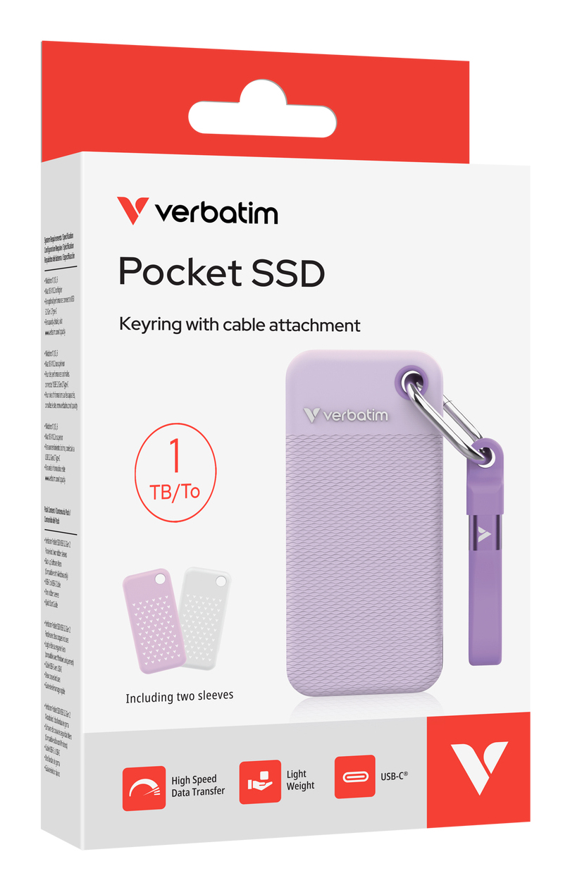 Verbatim Pocket SSD USB 3.2 Gen 2 1TB Purple incl. two rubber sleeves image 6