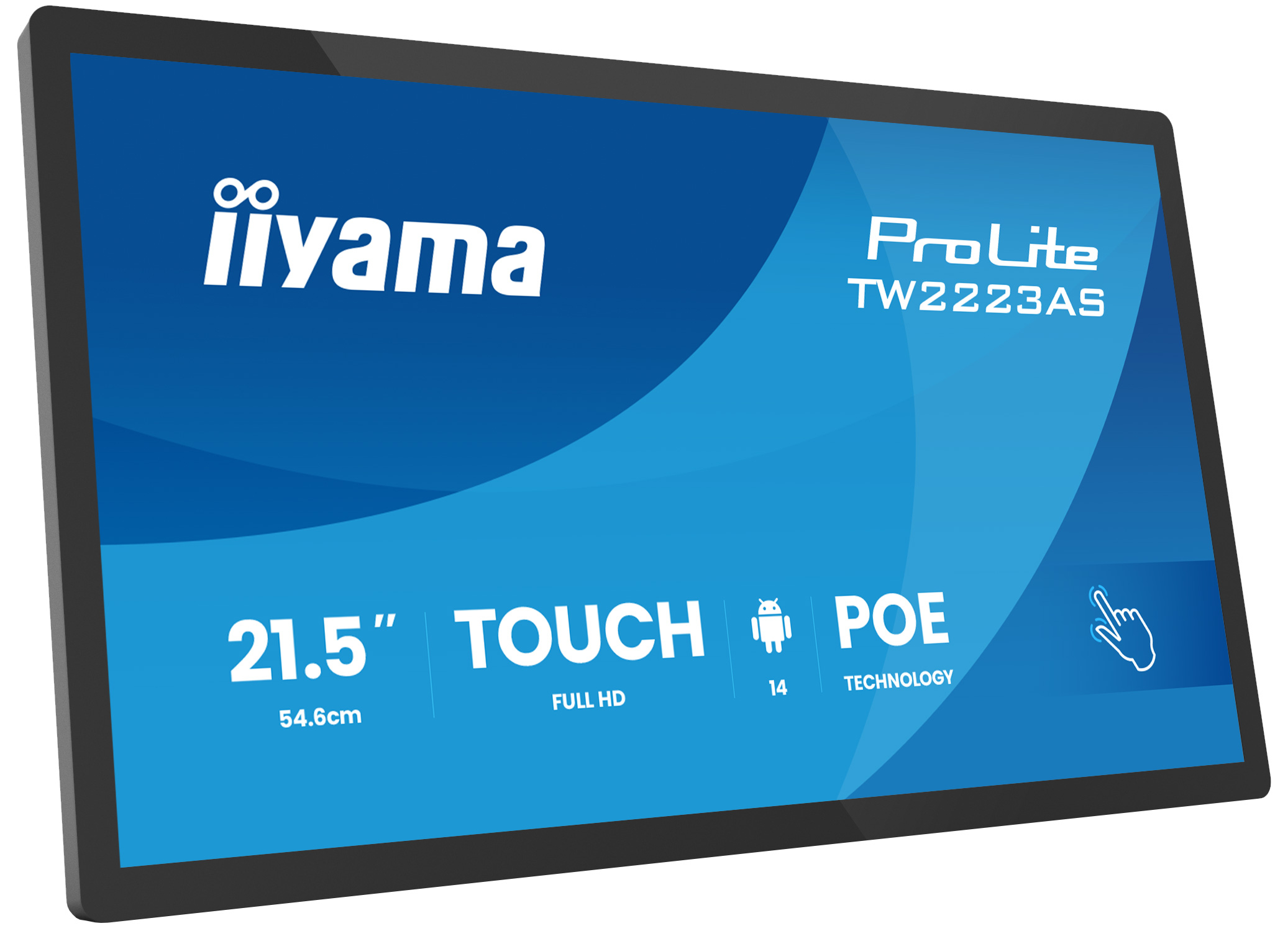 iiyama ProLite TW2223AS-B3P - Android PC - touch panel PC 1 RK3399 - RAM 2 GB - SSD - eMMC 16 GB - Cortex-A72 + A53 - Bluetooth 5.2, Gigabit Ethernet - Android 12 - monitor: LED 21.5" 1920 x 1080 (Full HD) touchscreen - black, matte