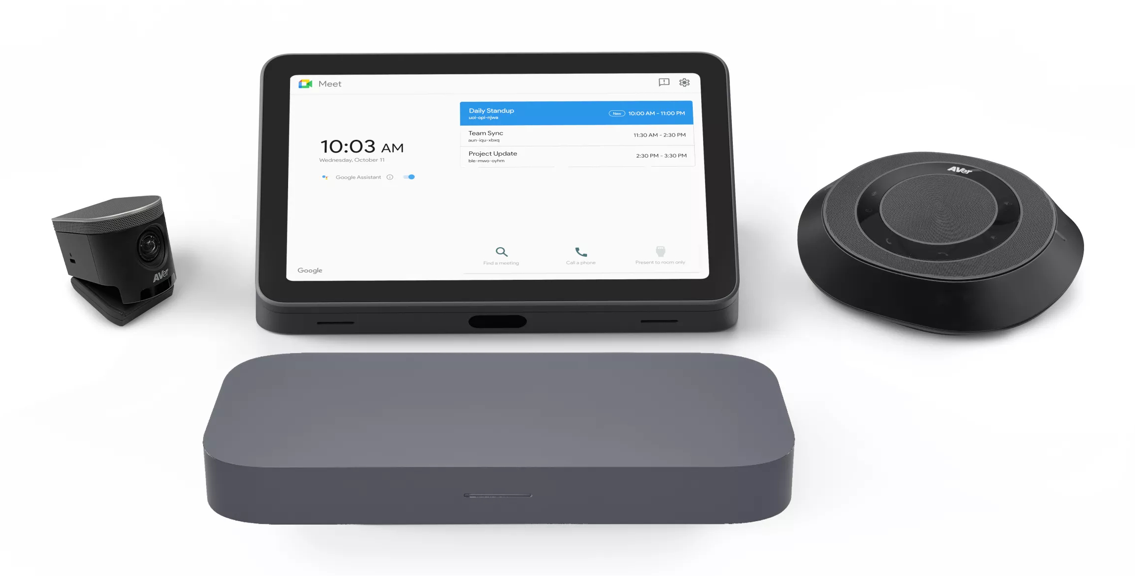 ASUS Google Meet GQE20A - Small/Medium Room Kit - video conferencing kit (speakerphone, touchscreen console, ePTZ UHD Camera) - iron grey - with Meeting Computer System - power adapter included