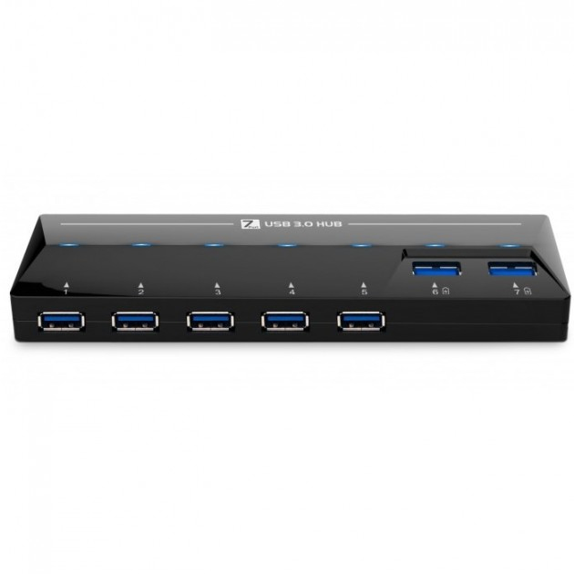 Techly USB 3.0 SuperSpeed Hub 7 ports Black (2 ports for charging mobile) IUSB3-HUB7 – image 2