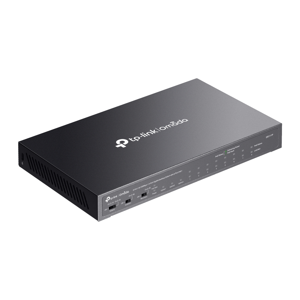 Switch TP-LINK DS111P - 8 Puertos - Fast Ethernet - PoE - 2 Puertos - Gigabit - 1 SFP - No Gestionado - DS111P Switch TP-LINK DS111P - 8 Puertos - Fast Ethernet - PoE - 2 Puertos - Gigabit - 1 SFP - No Gestionado - DS111P