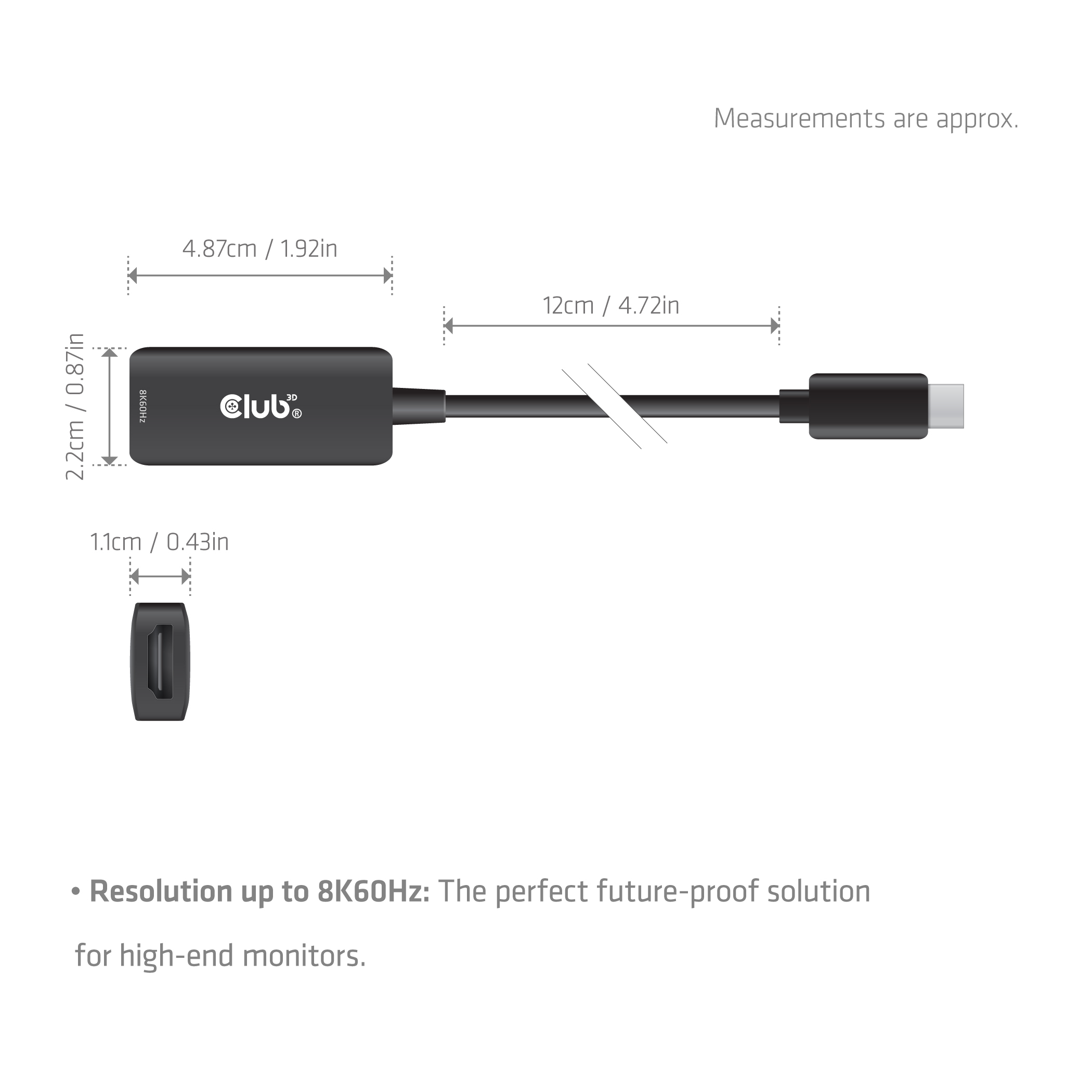 Club3D Adapter USB     Typ C > HDMI 2.1 8K HDR10 DP1.4 St/Bu retail
