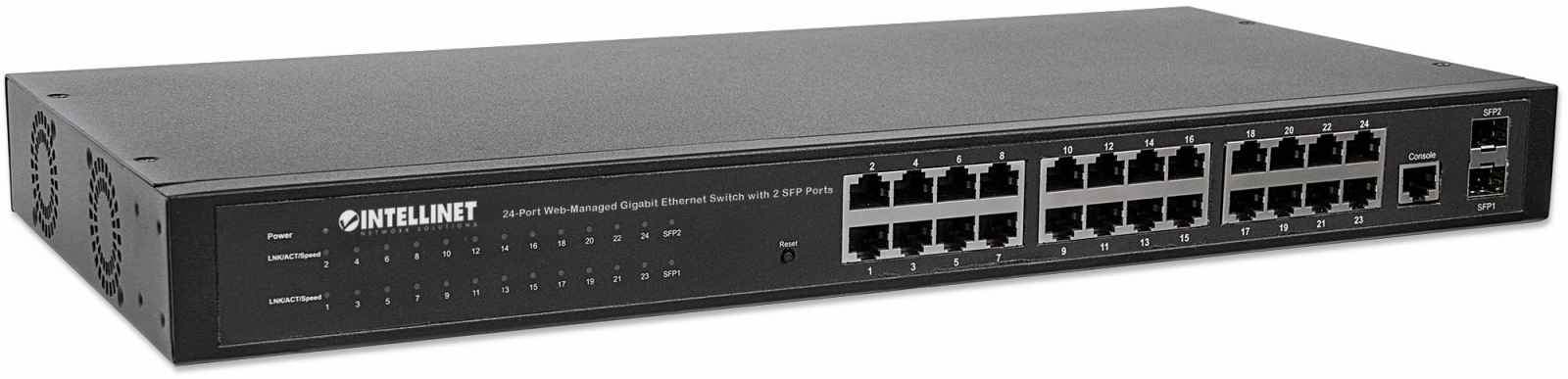 Intellinet 24-Port Network Switch, 24-Port (RJ45), Rackmount, Gigabit, 4 SFP, Ethernet Web-Smart, 10/100/1000 Mbit/ (With UK Power Cord) – image 3