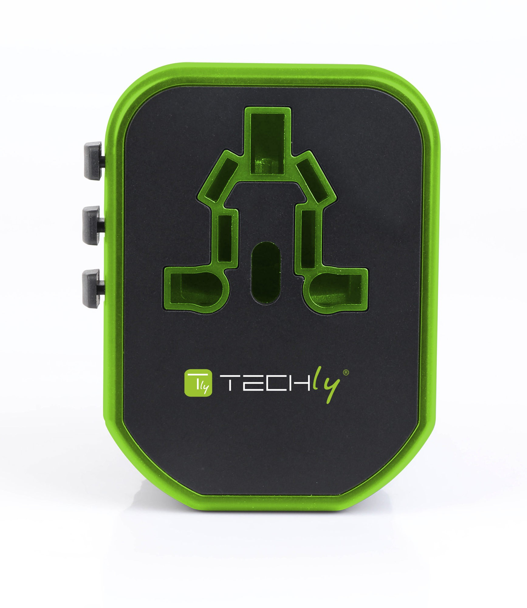 Techly Travel Adapter with 2 USB Ports 2.4A Black/Green – image 2
