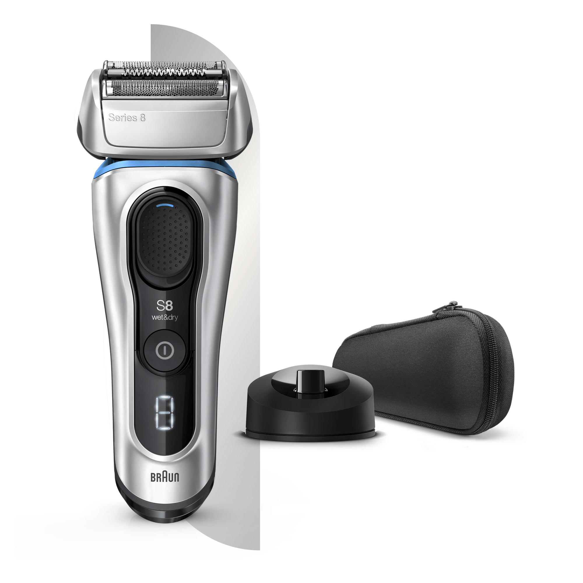 Braun Series 8 8350s Next Generation Electric Shaver, Charging Stand, Fabric Case, Silver – image 3