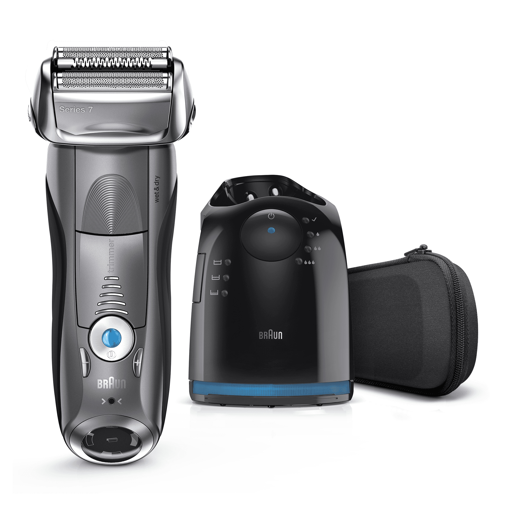 Braun Series 7 Electric Shaver For Men 7865cc, With Clean&Charge Station And Travel Case– Grey – image 1