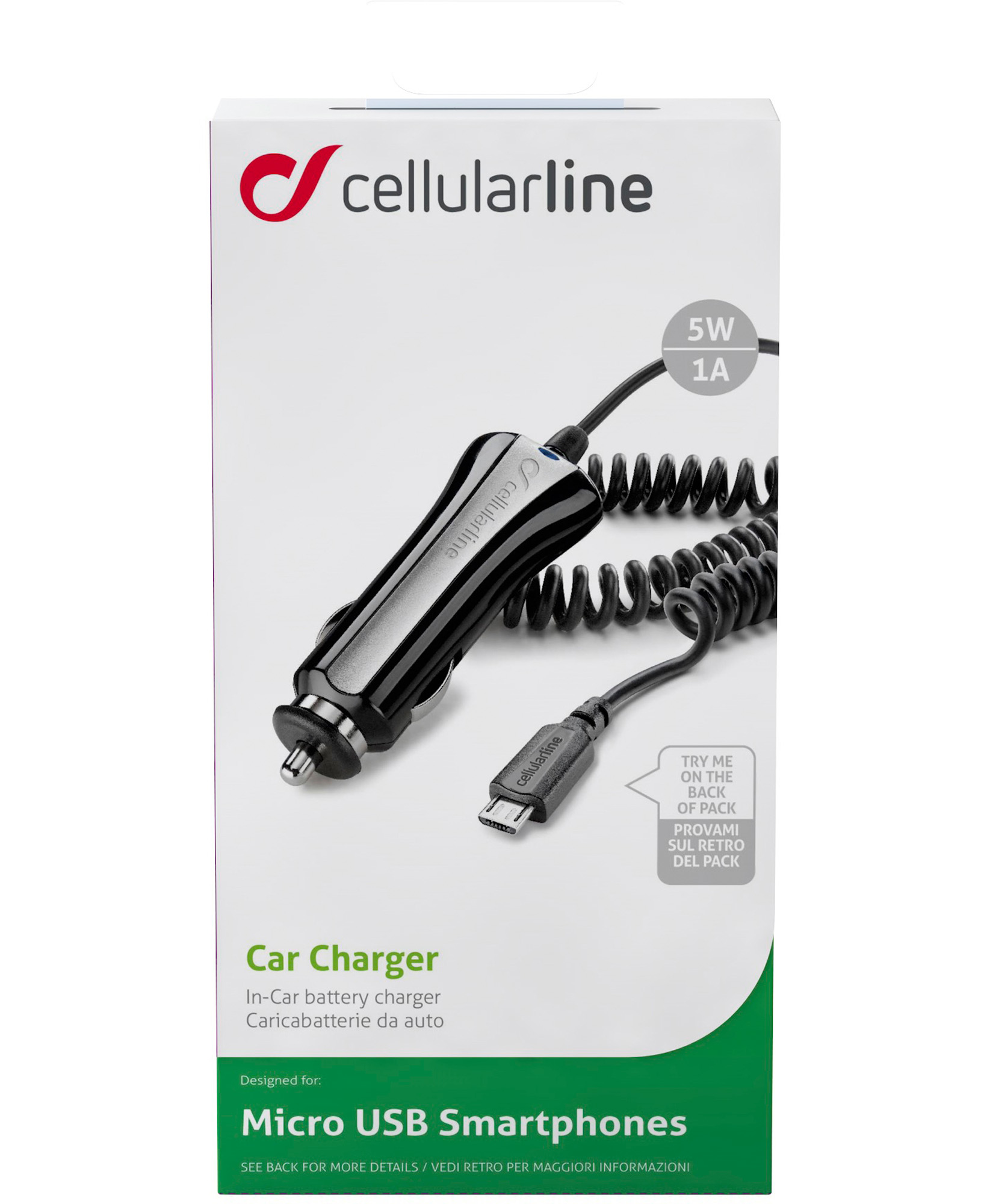 Cellularline CBRMICROUSB2 mobile device charger Mobile phone, Smartphone Black, White Cigar lighter Auto – image 2