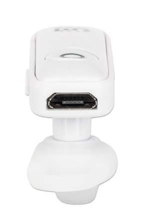 Manhattan Single Ear Bluetooth Headset (Clearance Pricing), Omnidirectional Mic, Integrated Controls, White, 10 hour usage time, Range 10m, USB-A charging cable – image 3