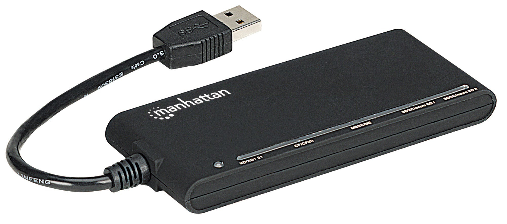 Manhattan USB-A Multi-Card Reader/Writer, 5 Gbps (USB 3.2 Gen1 aka USB 3.0), 62-in-1, SuperSpeed USB, Windows or Mac, Black, Three Year Warranty, Blister – image 2