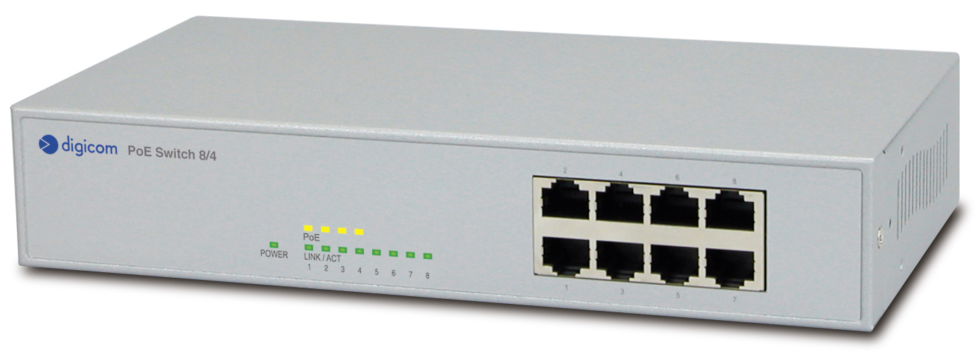 Digicom 8E4463 network switch Fast Ethernet (10/100) Power over Ethernet (PoE) Grey – image 1