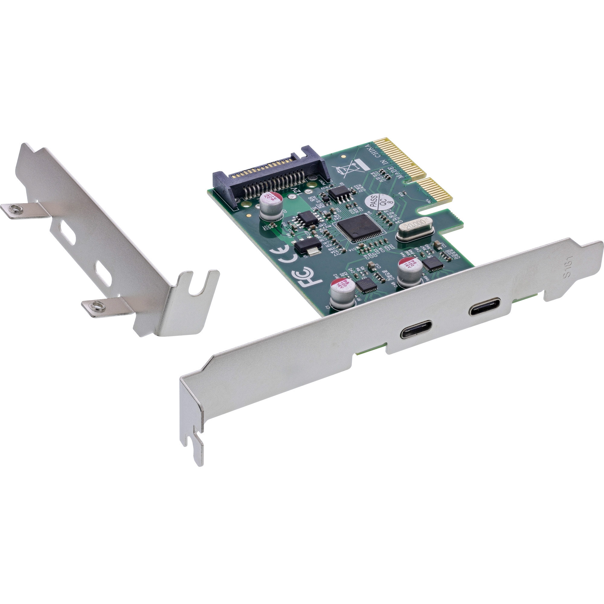 InLine Interface card, USB 3.2 Gen.2, 2x USB Type-C, PCIe x4 – image 1