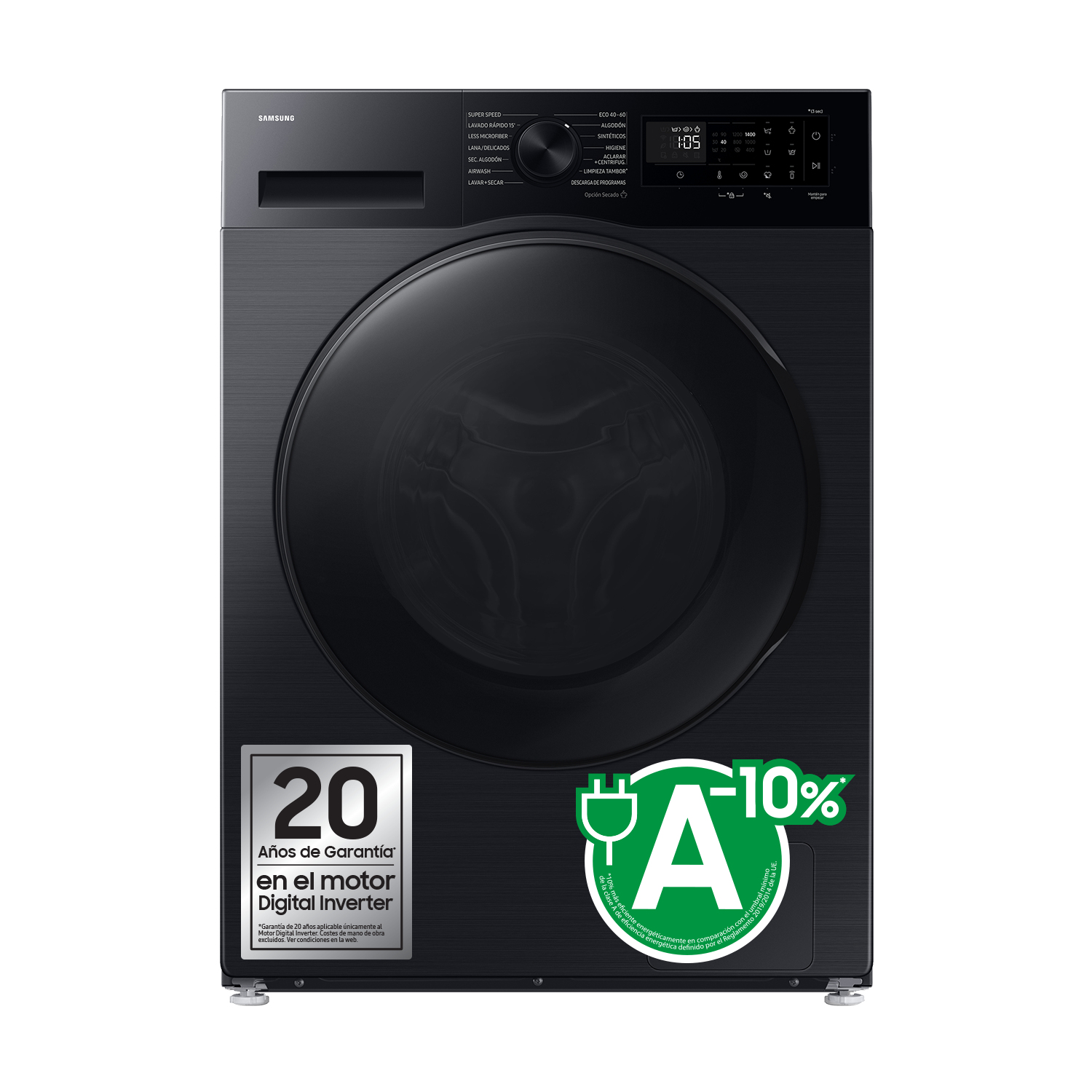Samsung WD90DG5G34BB washer dryer Freestanding Front-load Black