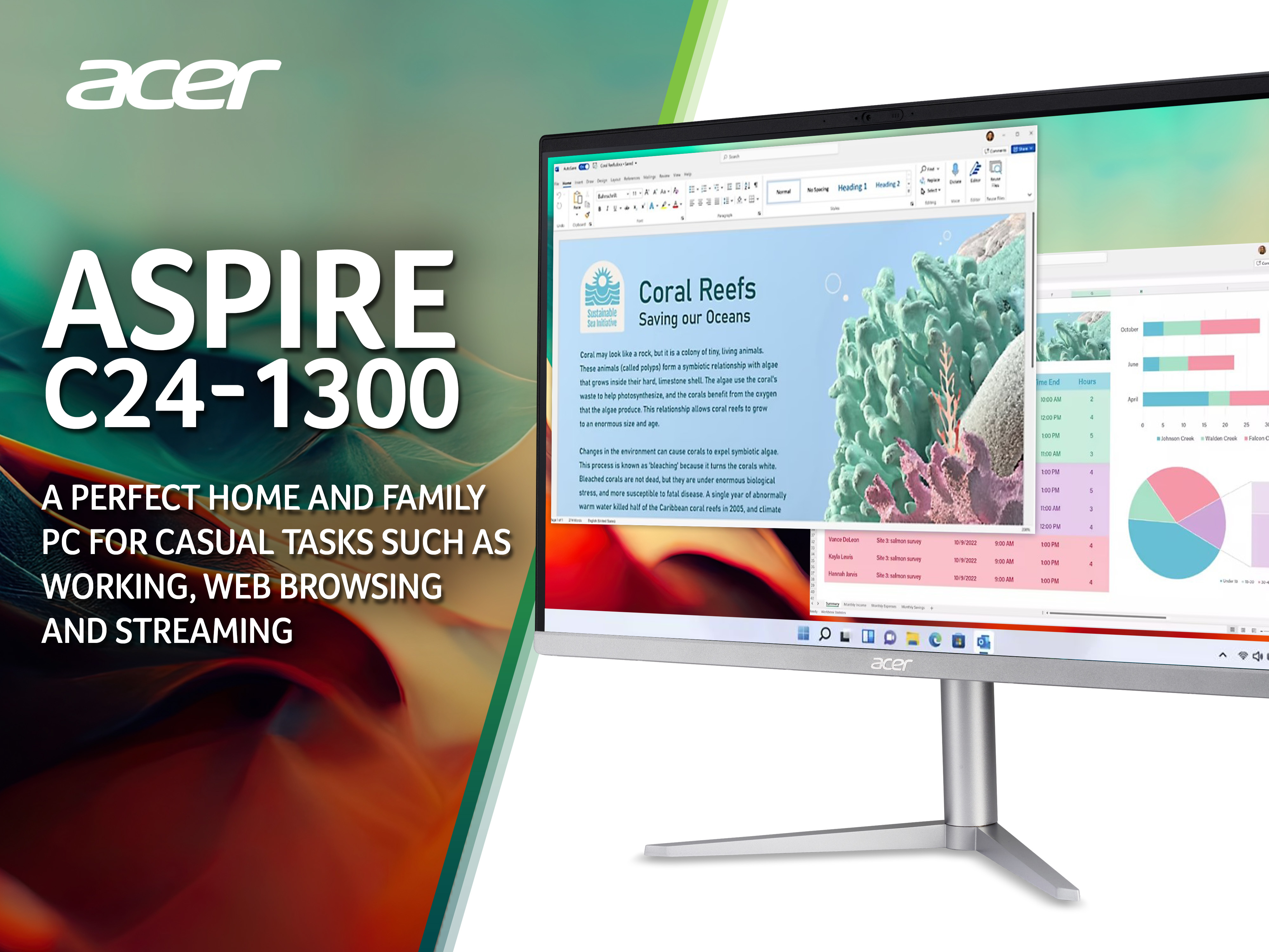 Acer Aspire C24-1300 All-in-One Desktop – Ryzen 3-7320U, 8GB, 512GB SSD, Integrated Graphics, 23.8″ Full HD, Windows 11, Black image 3