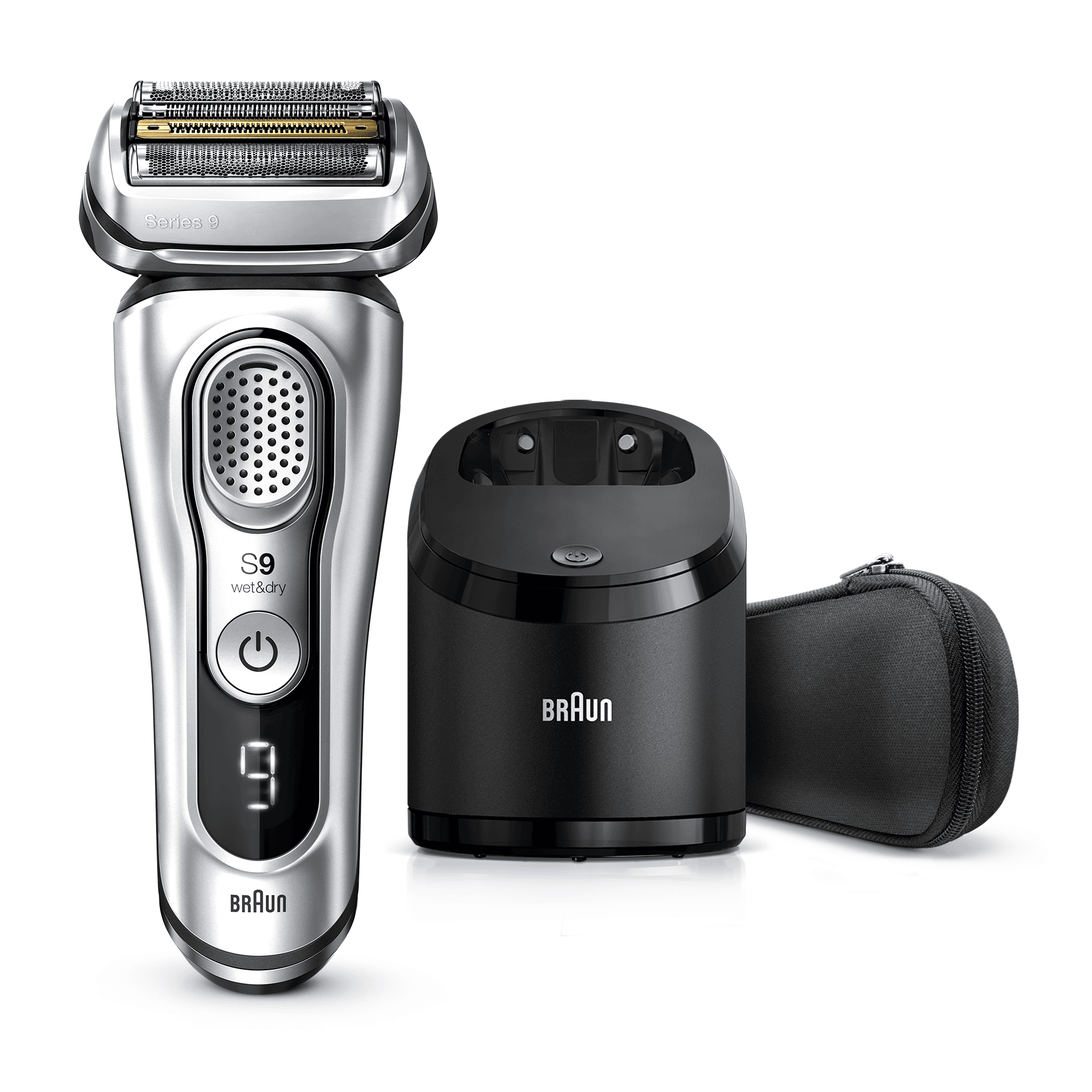 Braun Series 9 9370cc Latest Generation Electric Shaver, Clean&Charge Station, Fabric Case, Silver – image 2