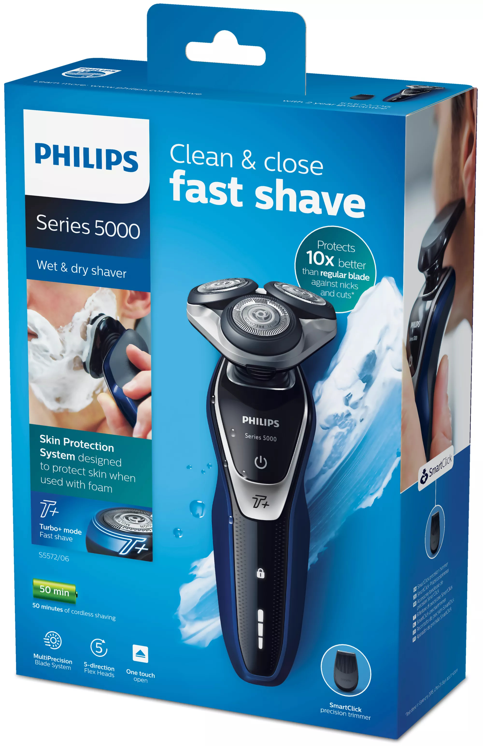 Philips SHAVER Series 5000 S5572/06 men's shaver Rotation shaver Trimmer Black, Blue, Silver – image 2