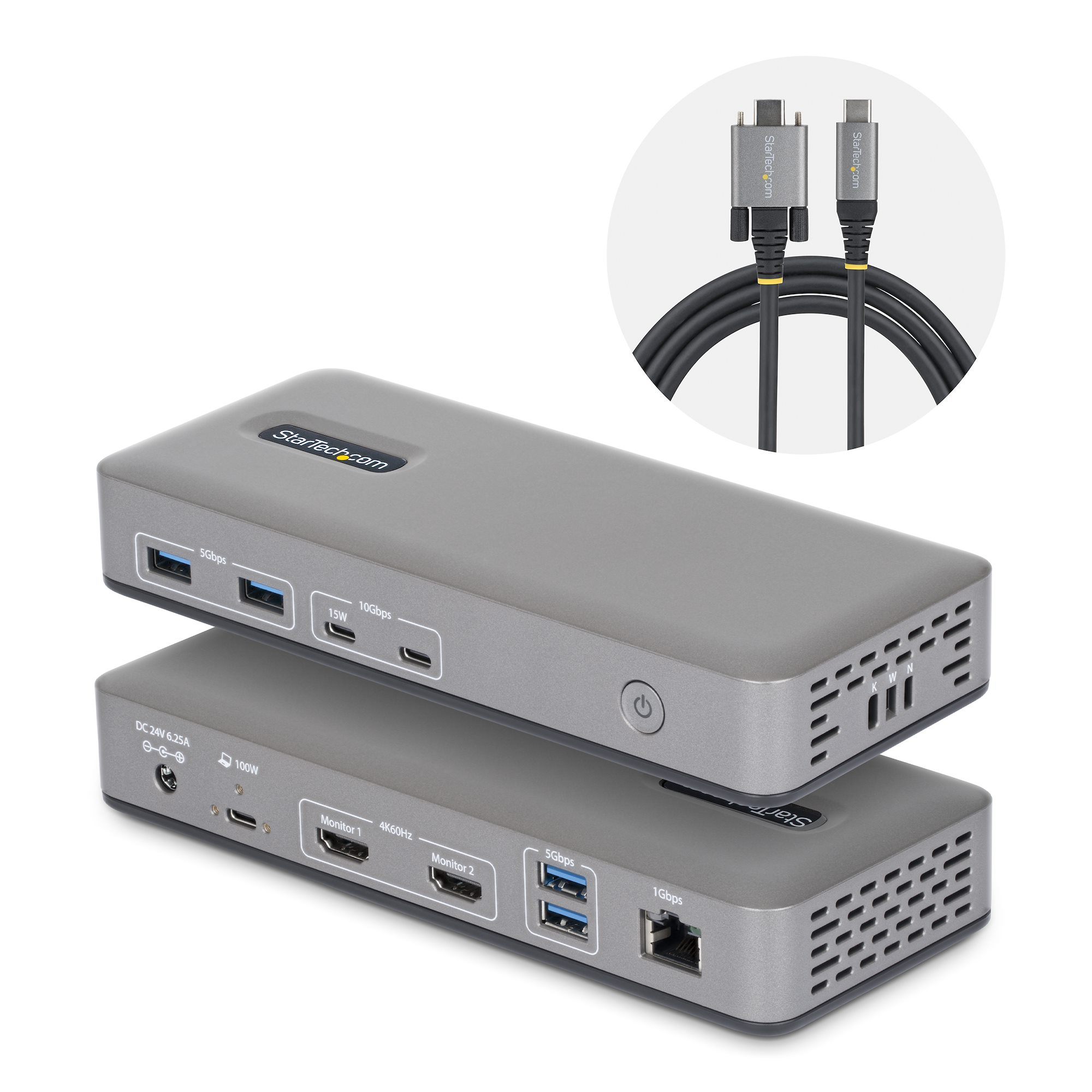 StarTech.com - Docking station - for laptop - USB-C 3.2 Gen 2 - 2 x HDMI - 1GbE