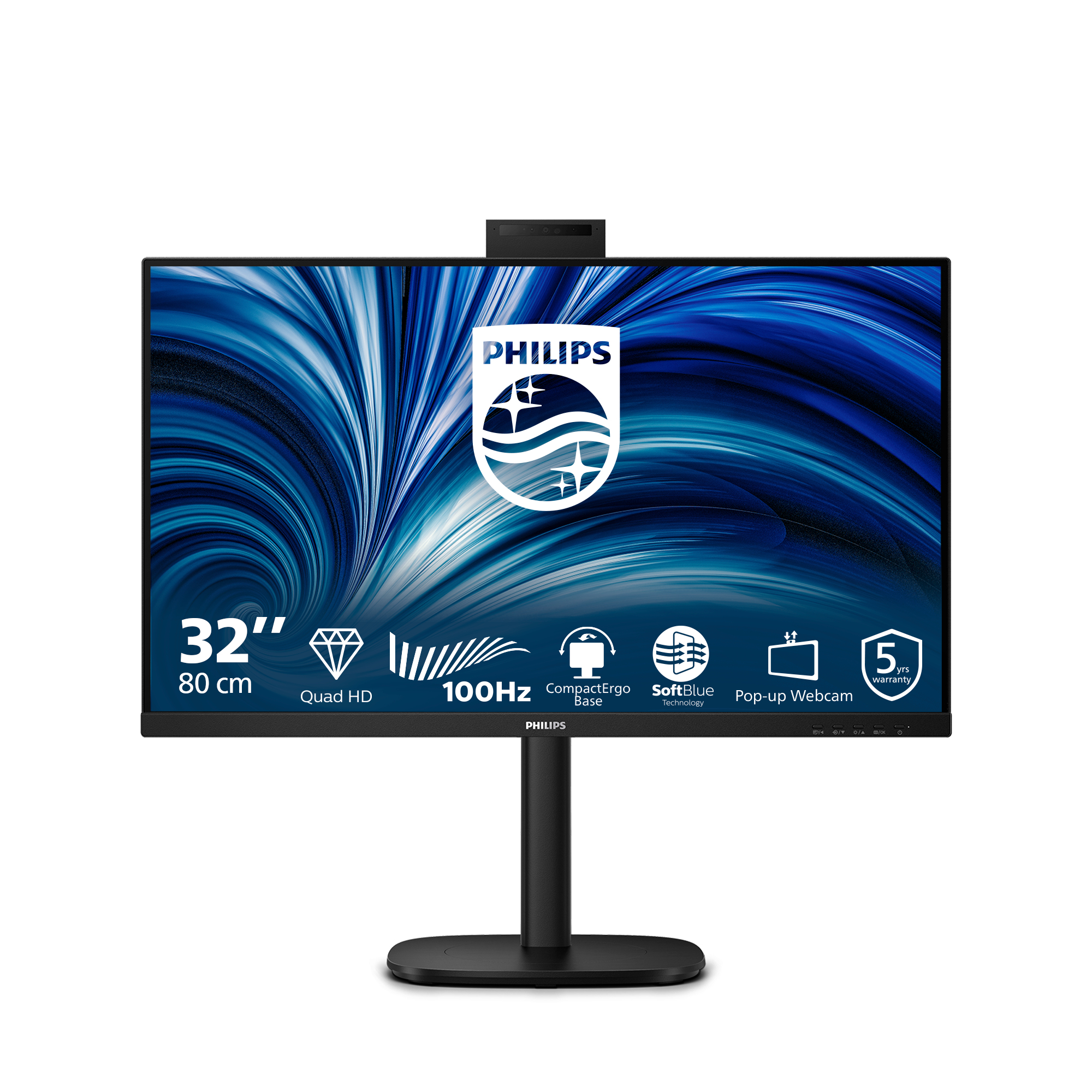 Philips 32B2U3601H - 3000 Series - LED monitor - 32" (31.5" viewable) - 2560 x 1440 QHD @ 100 Hz - IPS - 1000:1 - HDMI, DisplayPort, USB-C - speakers - black