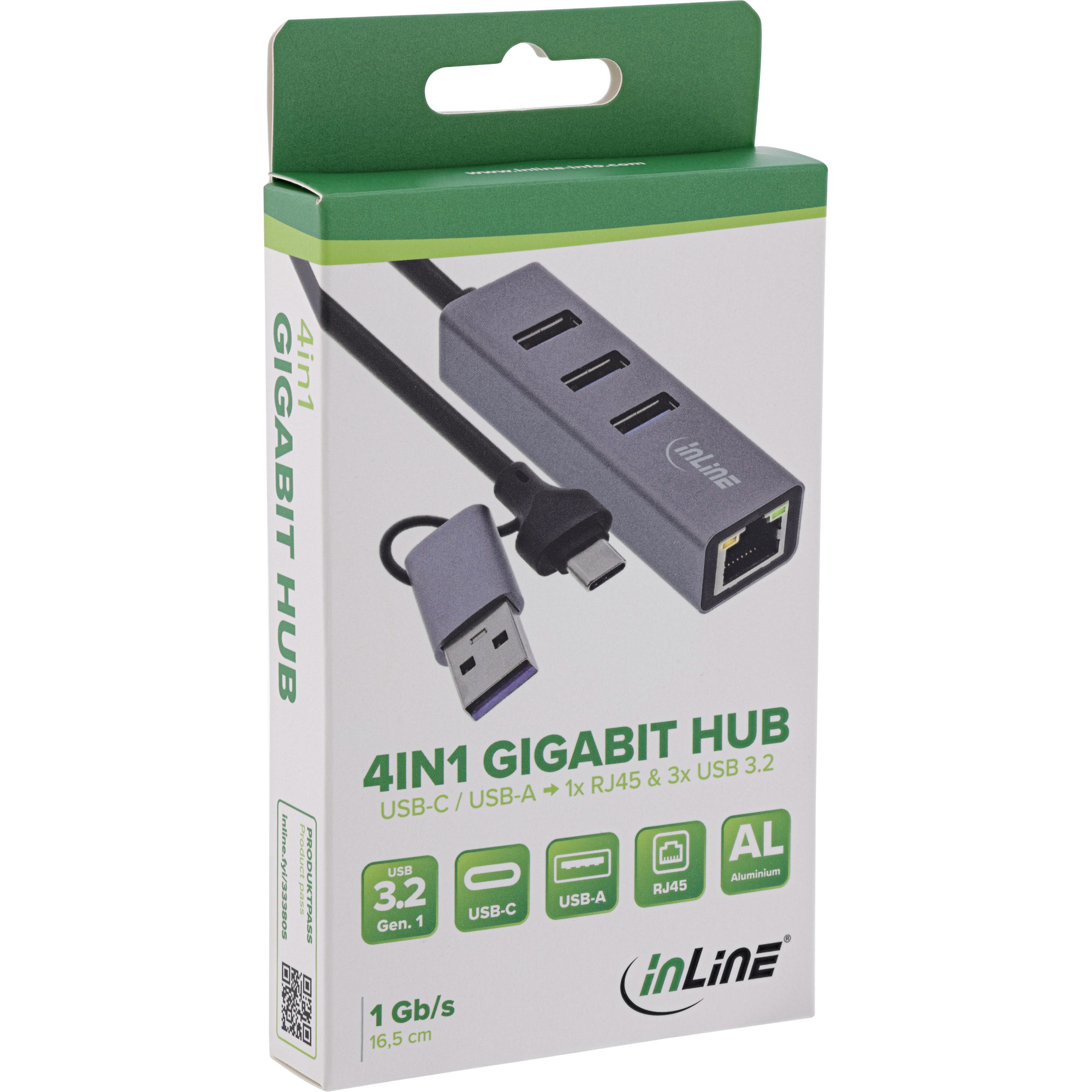 InLine 33380S interface hub USB 3.2 Gen 1 (3.1 Gen 1) Type-A + Type-C 5000 Mbit/s Grey – image 4