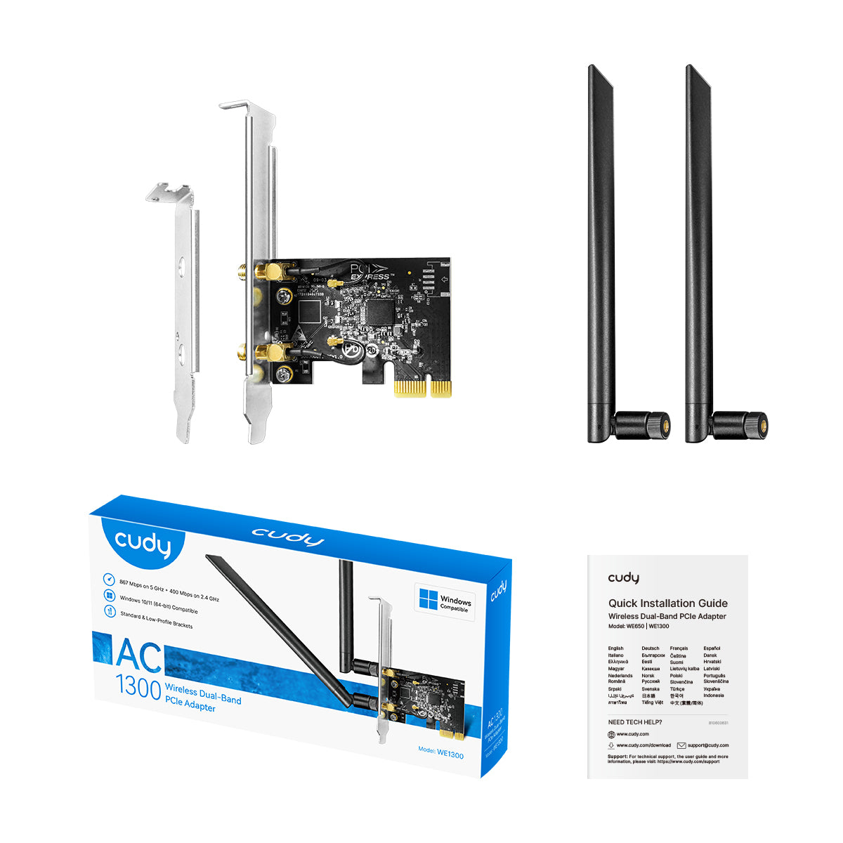Cudy Мрежова карта WE1300, Dual-Band PCI-e, 867 - 400 Mbps – image 3