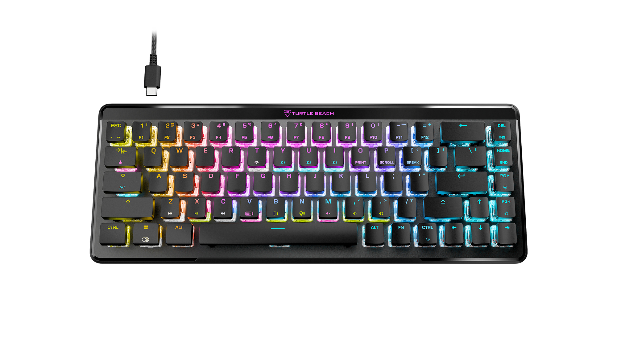 Vulcan II Mini Air – Optisch-mechanische kabellose Gaming-Tastatur (65%), anpassbare RGB-Beleuchtung, abnehmbares Kabel, Smart Keys, Aluminiumplatte – Schwarz