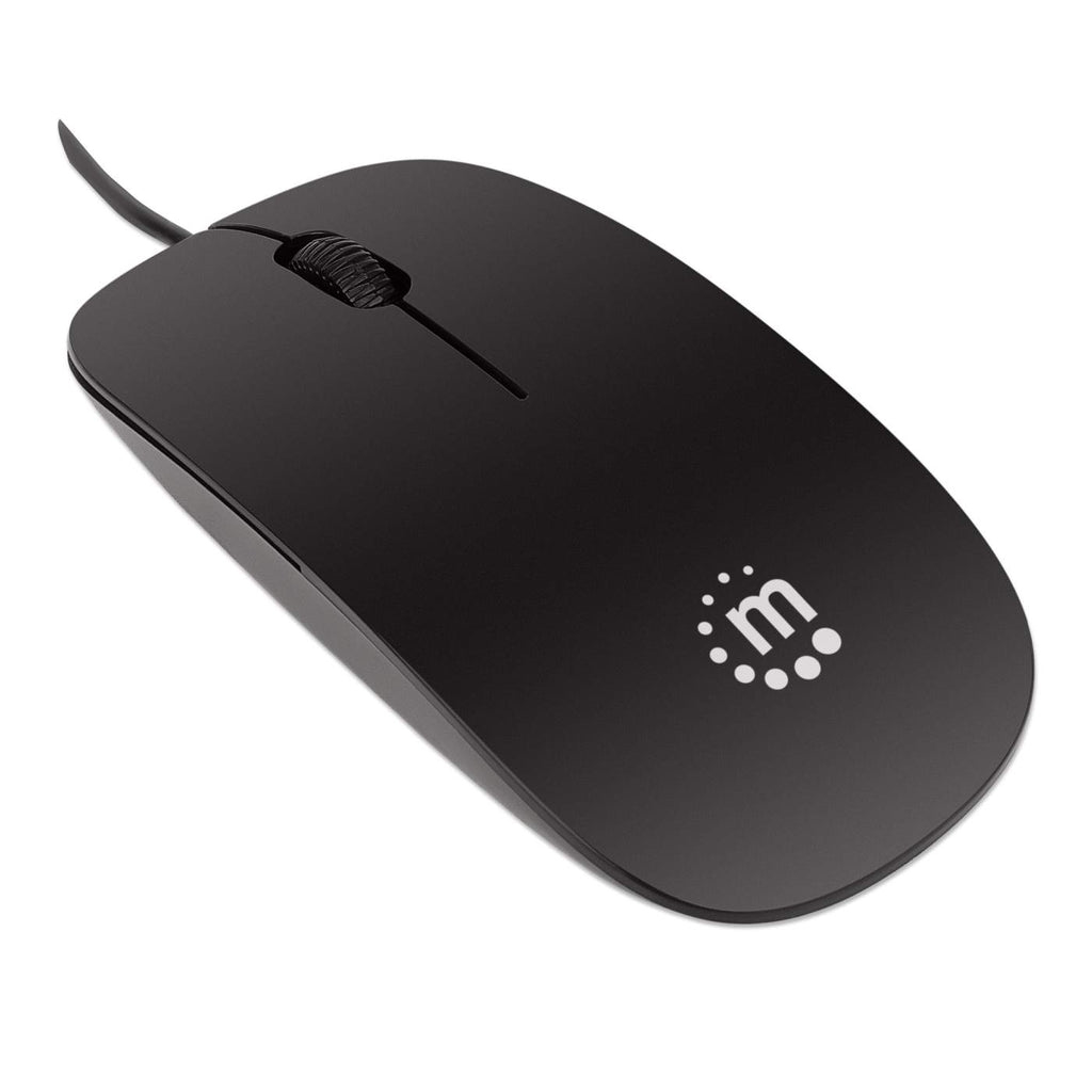 Manhattan Silhouette Sculpted USB Wired Mouse, Black, 1000dpi, USB-A, Optical, Lightweight, Flat, Three Button with Scroll Wheel, Three Year Warranty – image 2