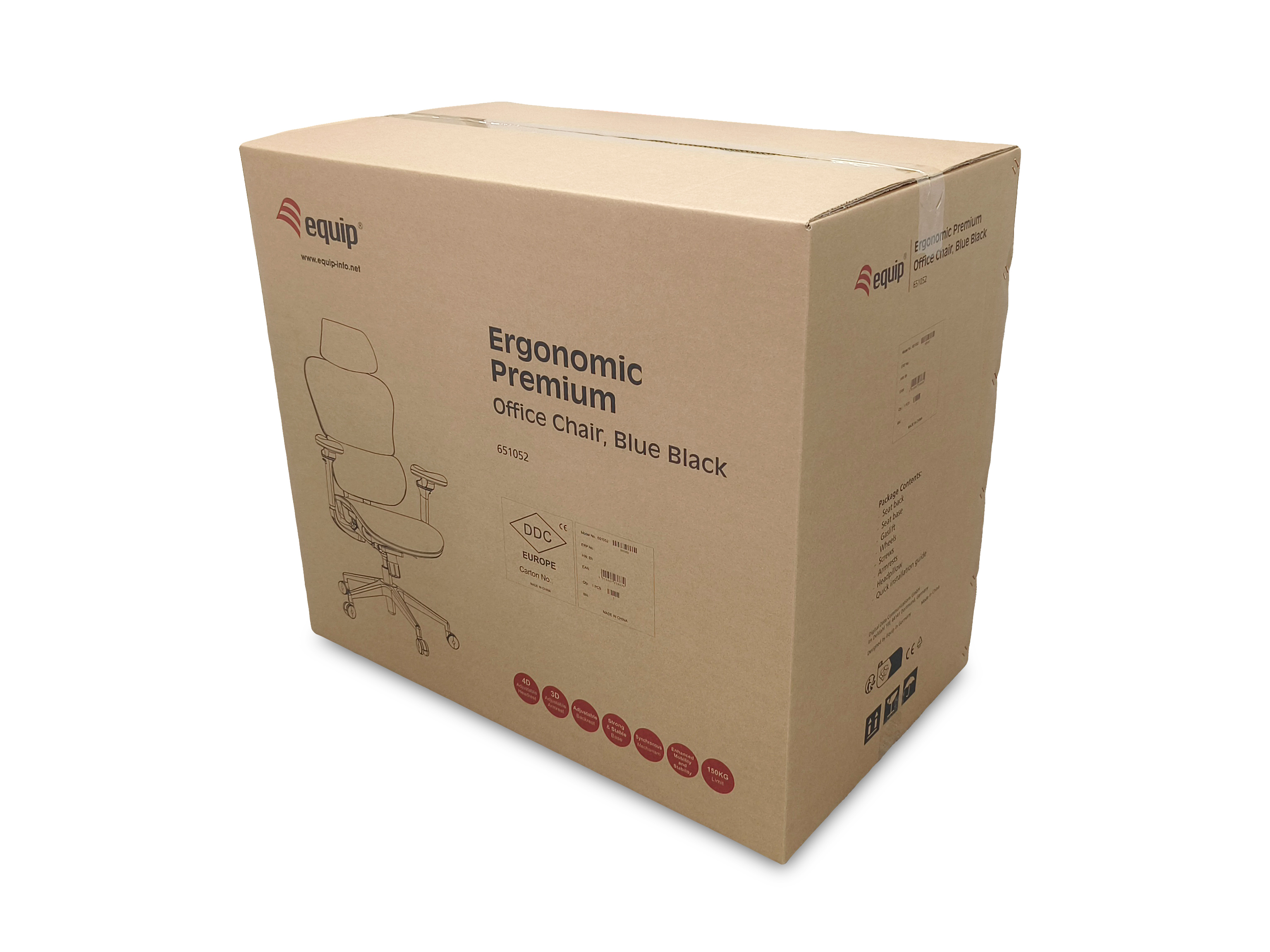 Equip Ergonomischer Bürostuhl+Kopf/Armstützen   blau/schwarz lite Retail Bürostuhl
