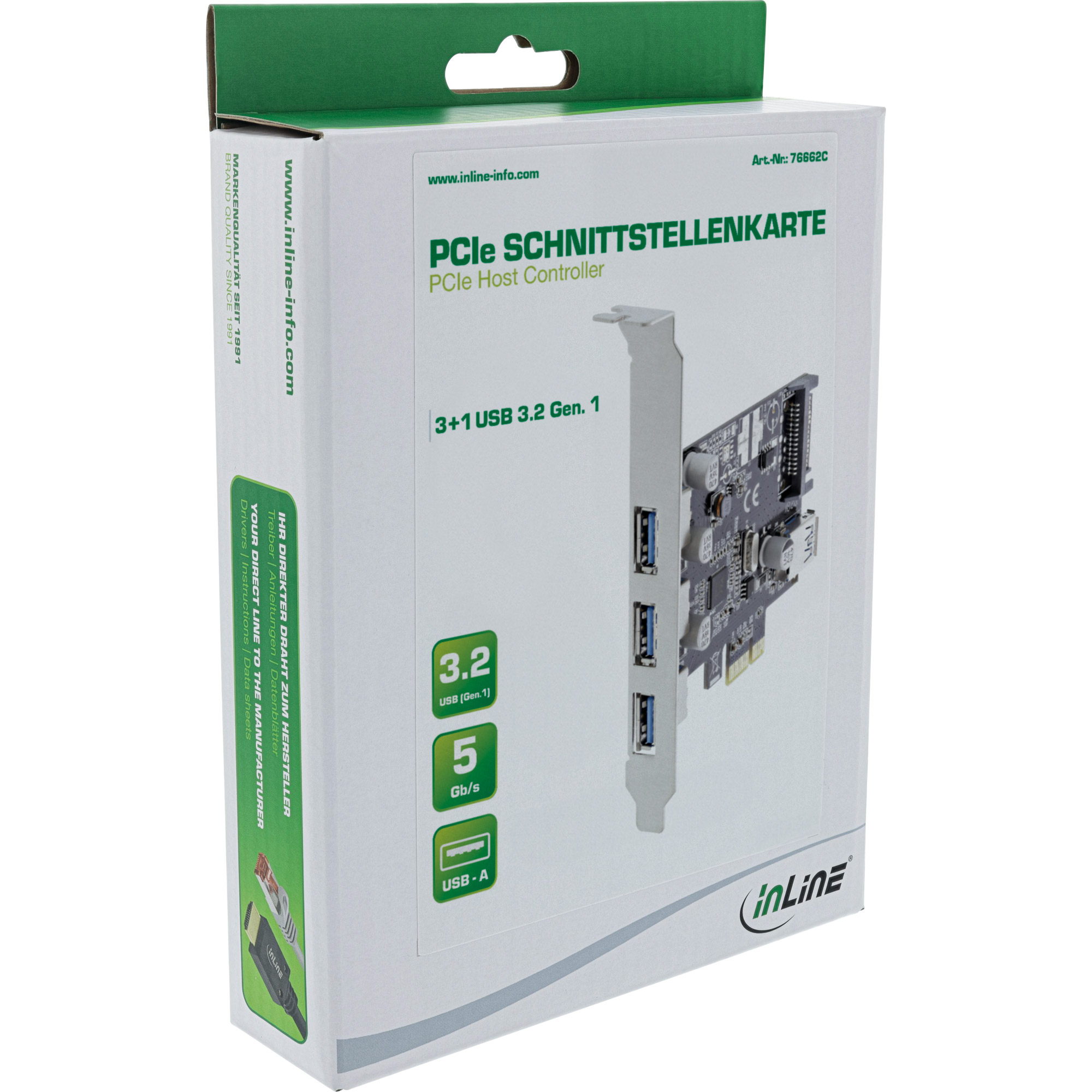 InLine 3+1ports USB 3.0 host controller, PCIe, with SATA power and LP bracket – image 4
