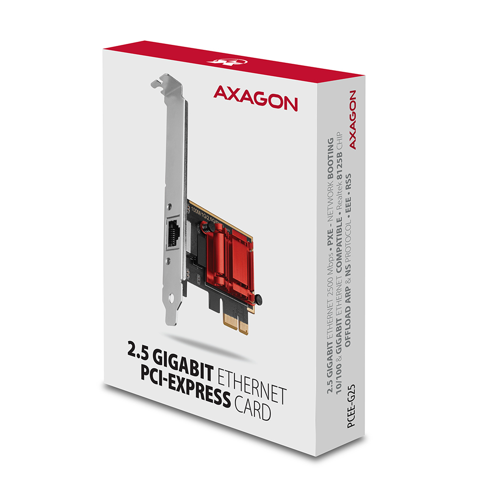 Axagon PCEE-G25 PCIe - 2.5 Gigabit Ethernet adapter Realtek 8125, PXE, w. SP & LP – image 5